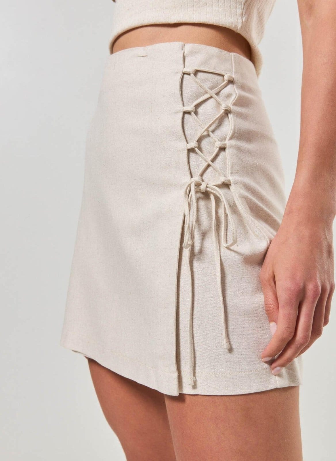 Vista 2 Saia De Linho Com Amarração Lateral Youcom multicolorido