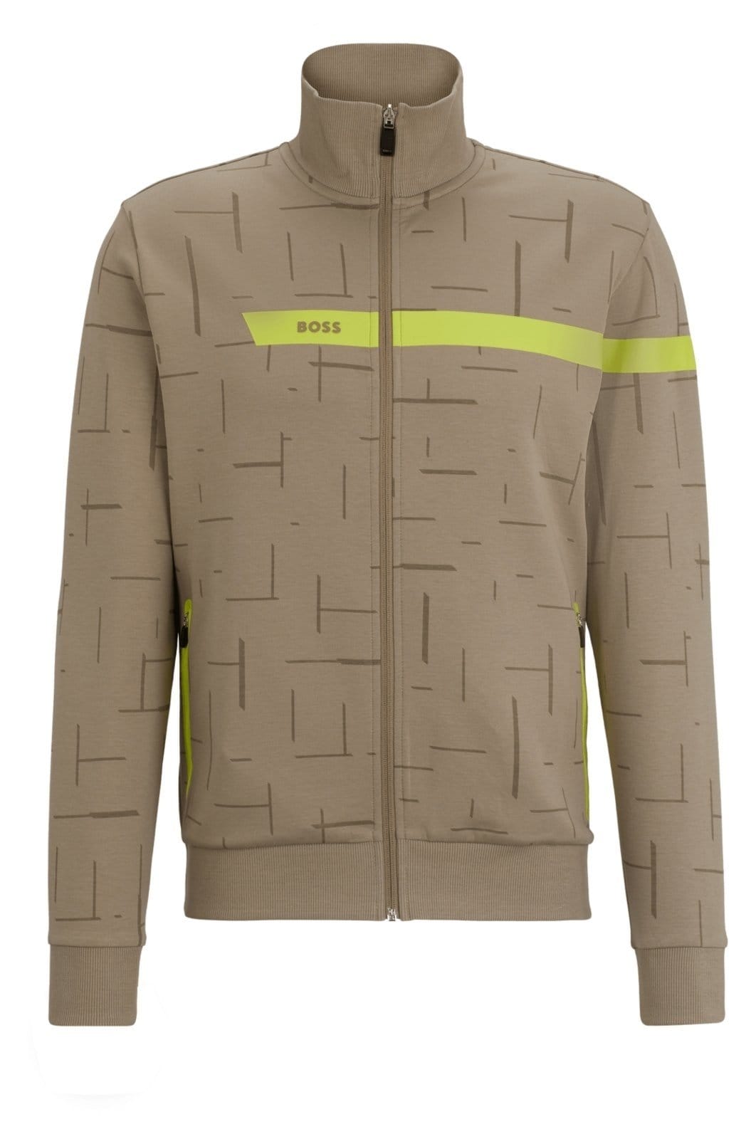 Moletom Com Zíper Em Mescla De Algodão Com Faixa Gráfica De Logo 4GG