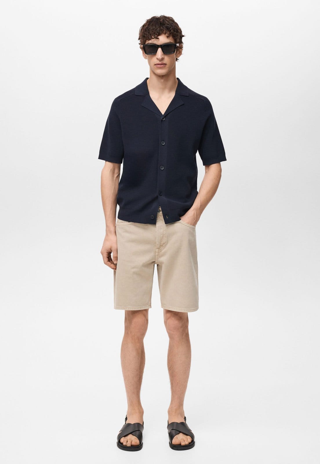 Vista 2 Bermuda Jeans Mango Reta Jarod Mango bege