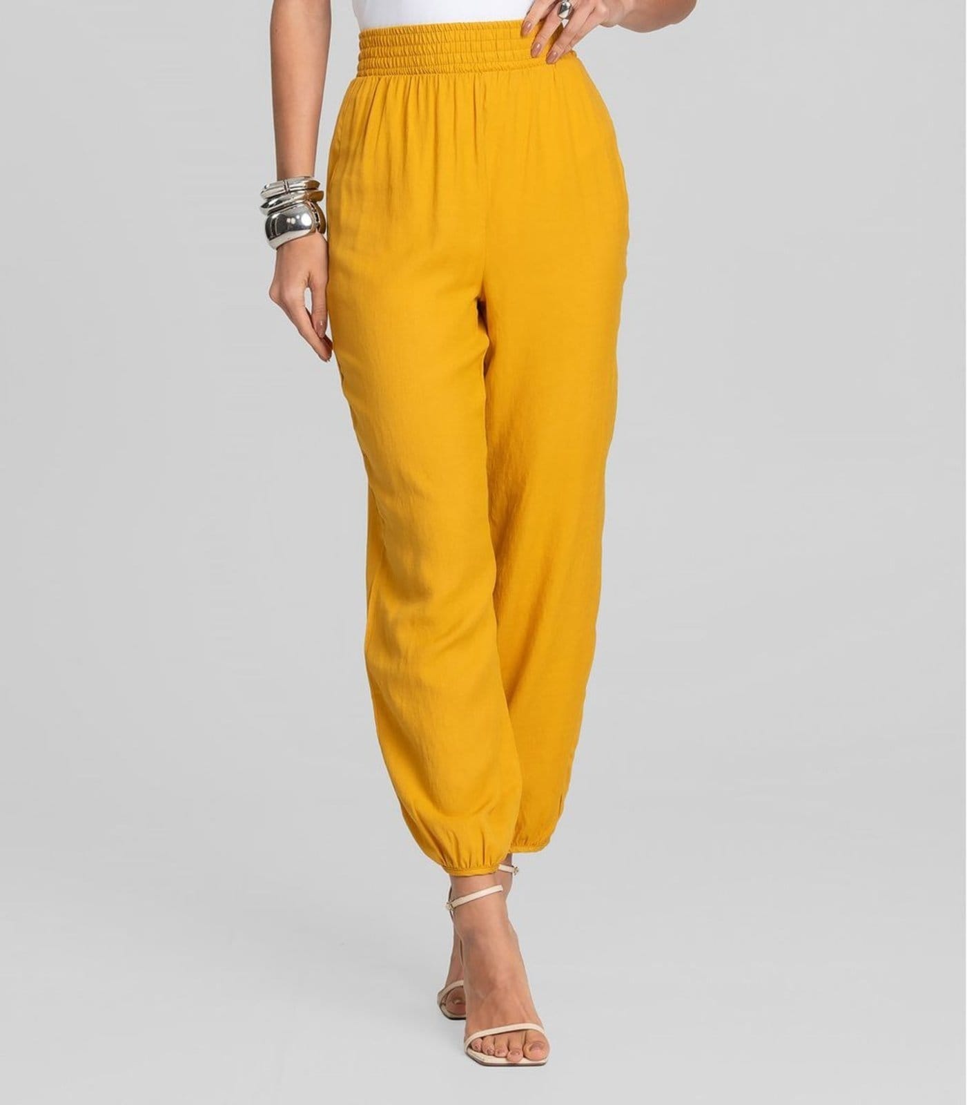 Vista 2 Calça Feminina Aladim em Tecido Viscose Dianna Dianna amarelo