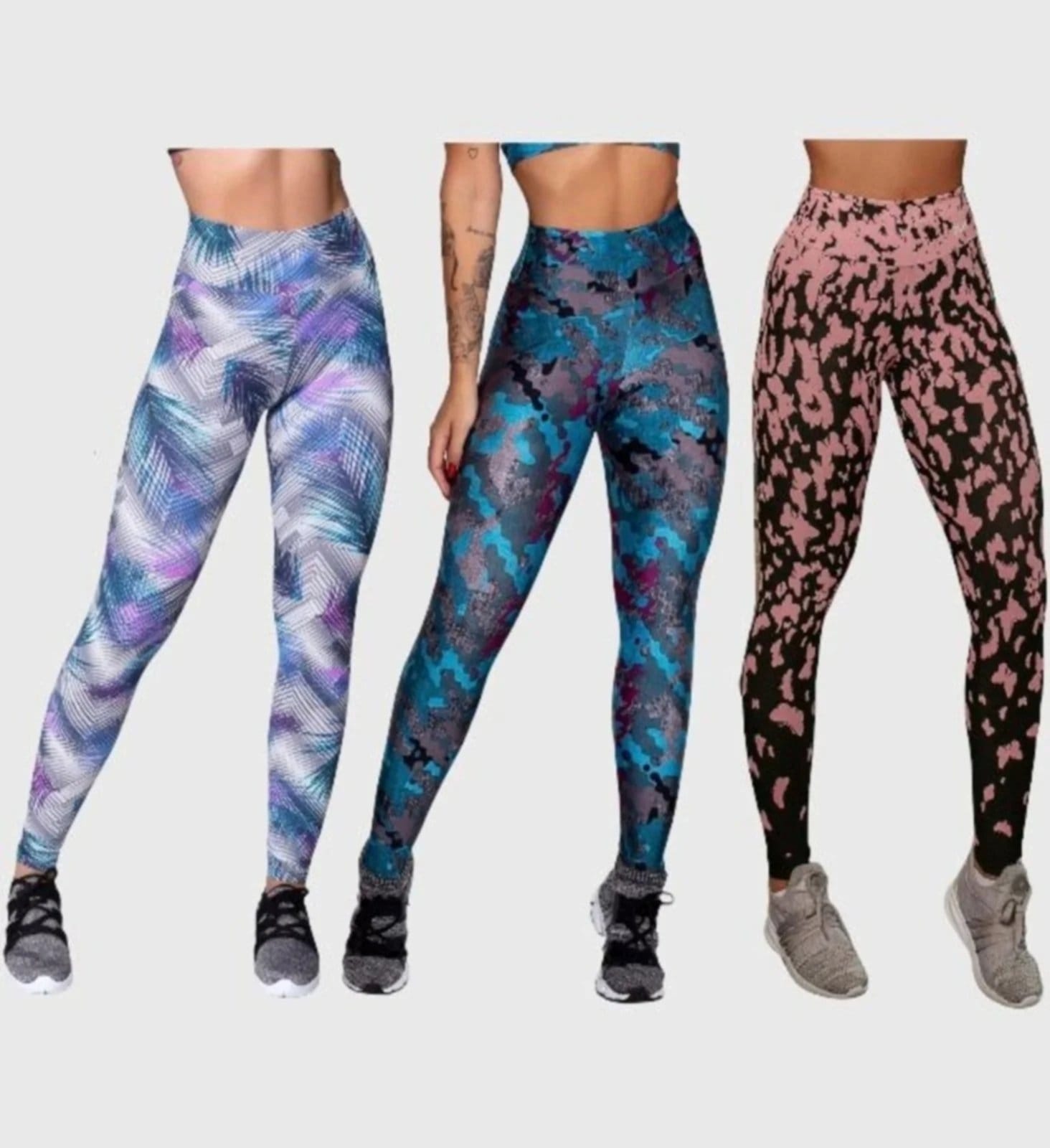 Kit Com 3 Calça Leggings D Bell Outlet Fashion Cós Alto Estampada