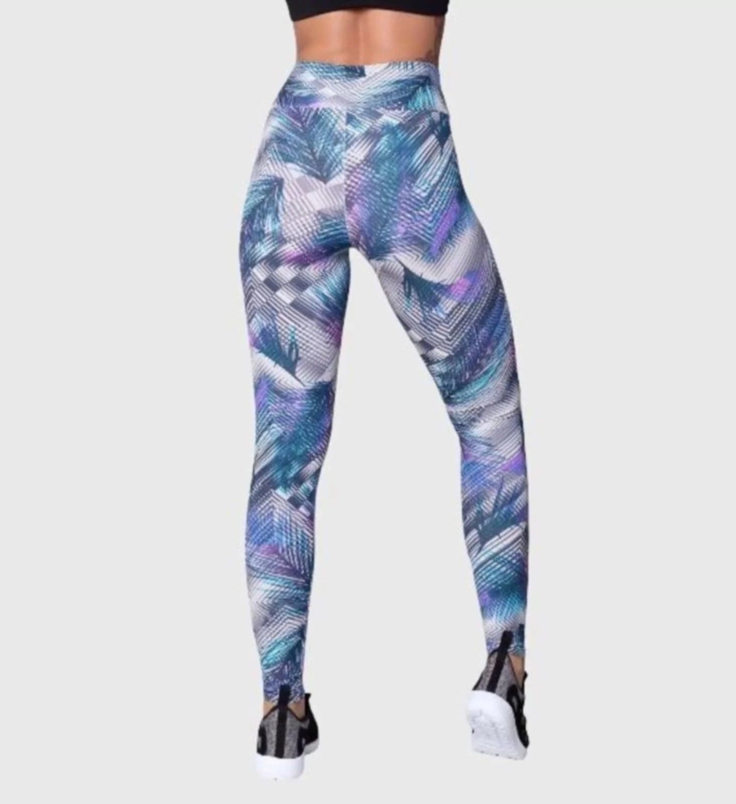 Vista 2 Kit Com 3 Calça Leggings D Bell Outlet Fashion Cós Alto Estampada D BELL OUTLET FASHION coral