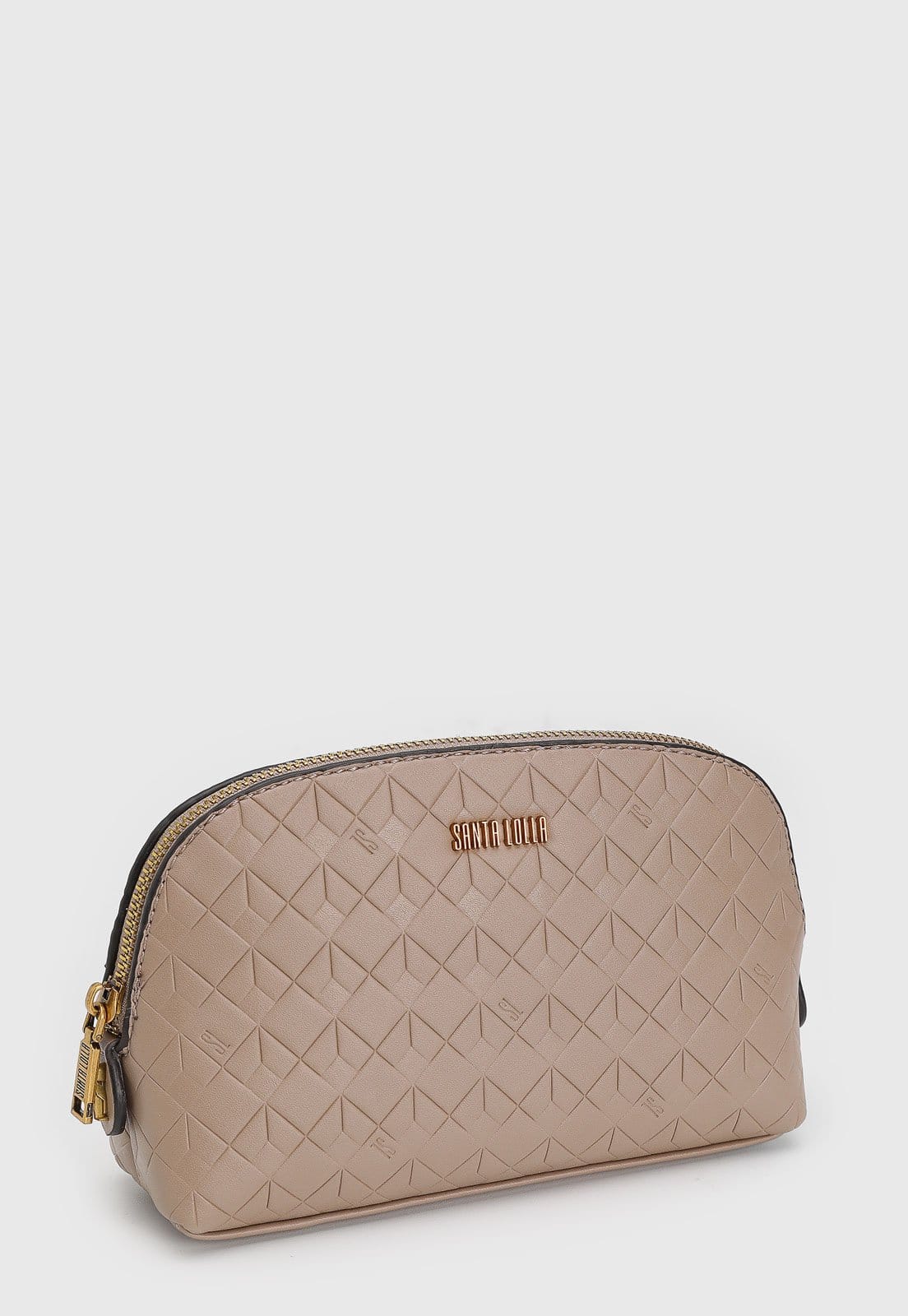 Vista 2 Necessaire Santa Lolla Matelassê Geométrico Santa Lolla bege