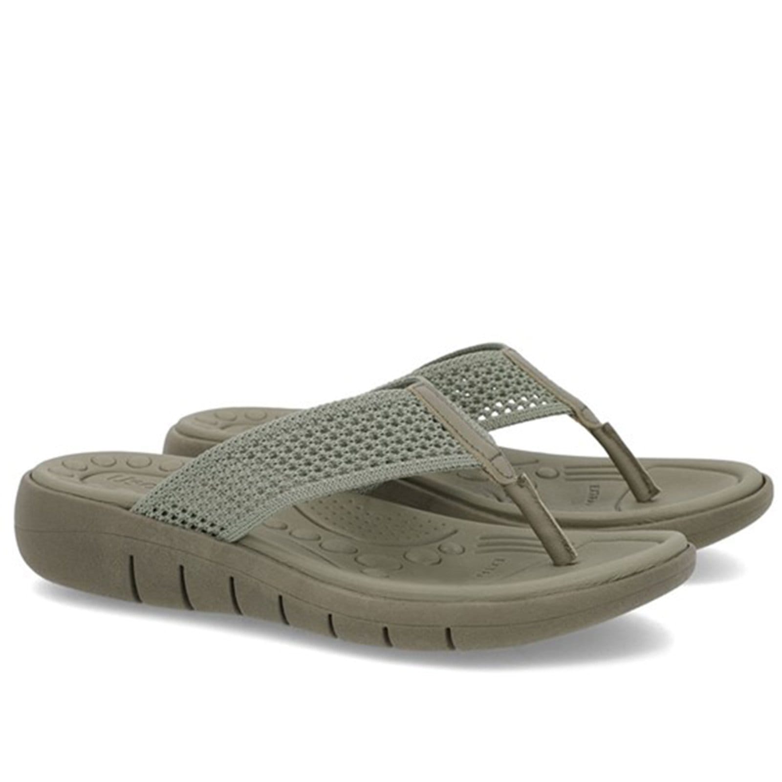 Vista 2 Chinelo Usaflex Salto Rasteiro Tricot Confortável Militar-003 Usaflex verde militar