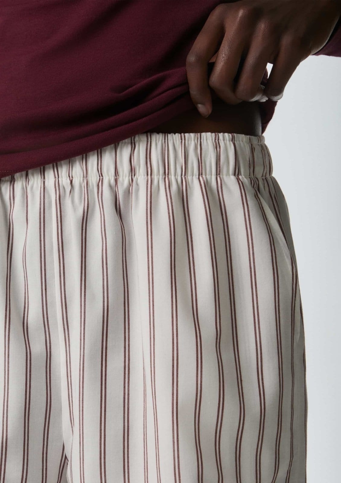 Vista 2 Shorts Feminino Listrado Cintura Alta Hering HERING INTIMATES vermelho