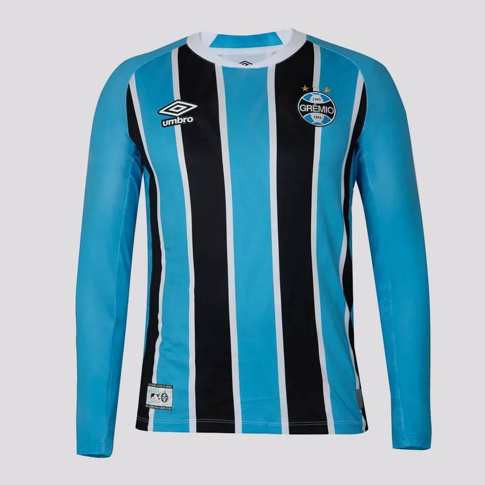 Vista 2 Camisa Umbro Grêmio I 2025 Manga Longa 22 Braithwaite Umbro preto