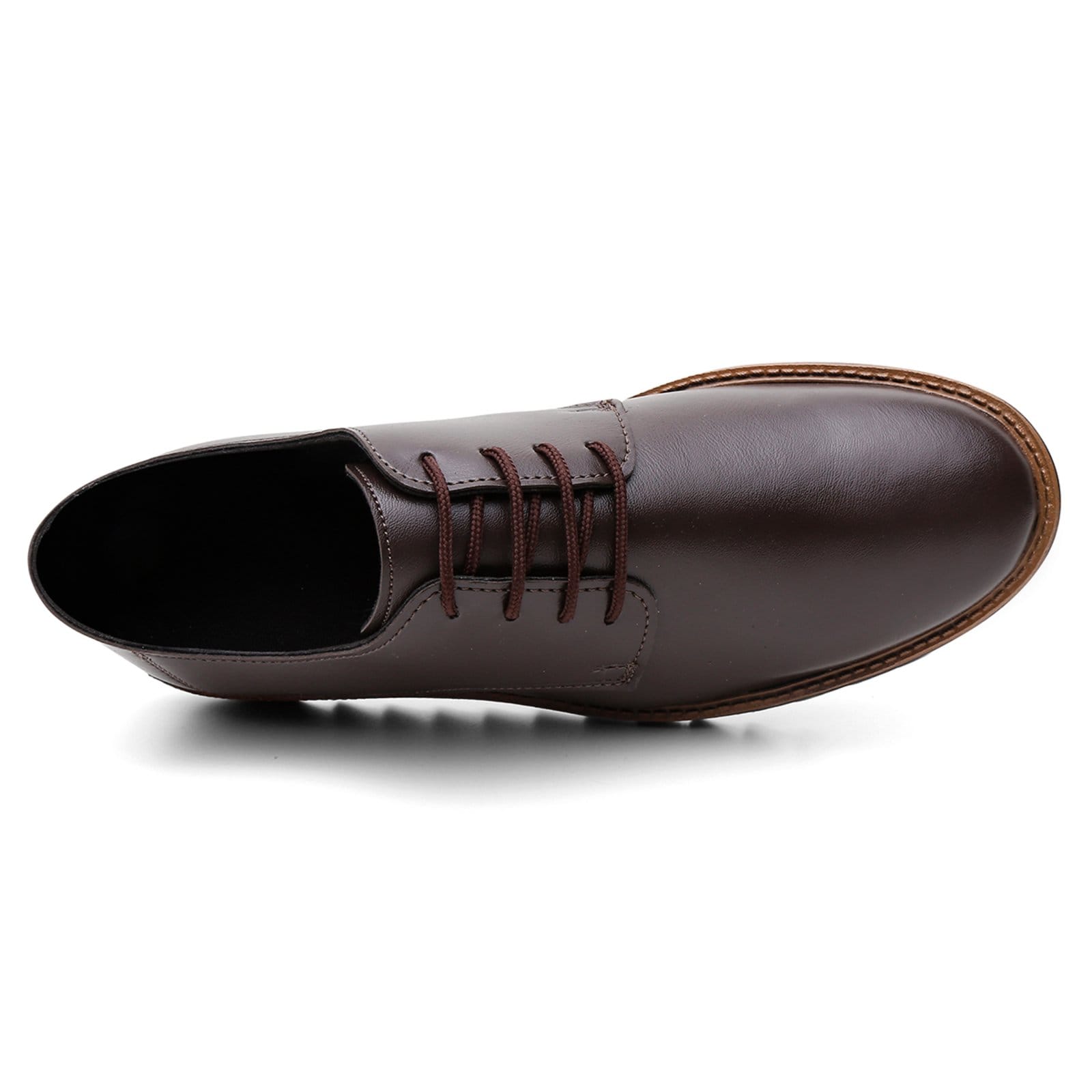 Vista 2 Sapato Esporte Fino Masculino Café Solado Tratorado Derby MIGLIORINI CALÇADOS marrom