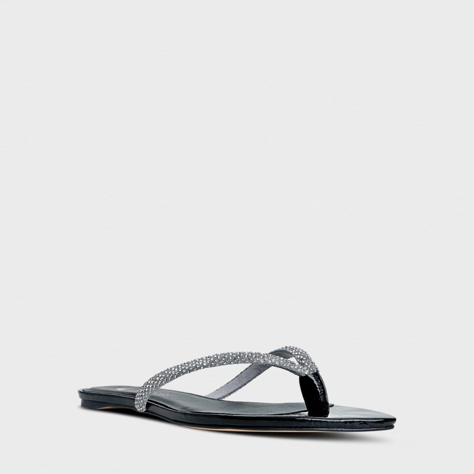 Vista 2 Chinelo Flat Thong Cristal Couro Carrano 239028 Carrano preto