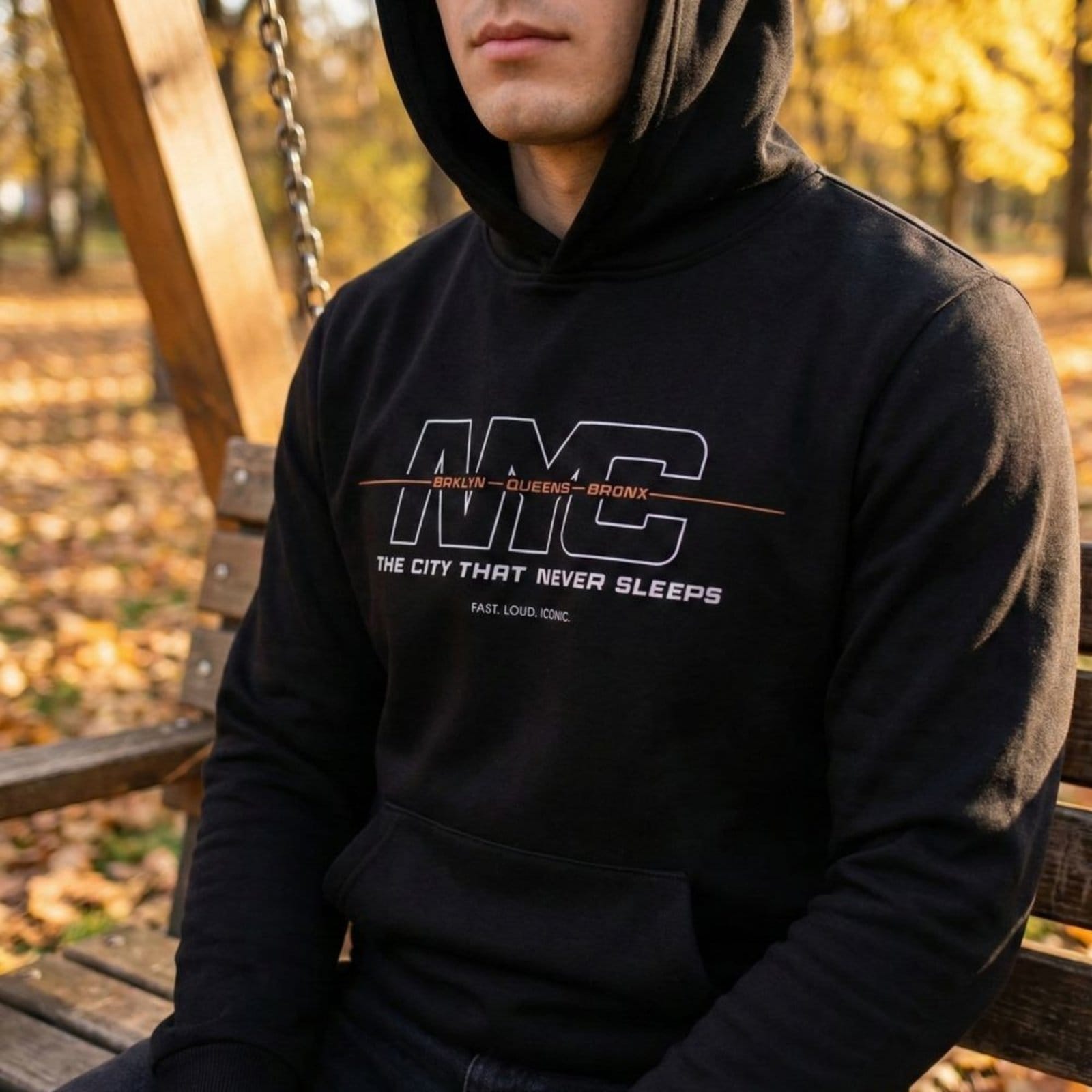 Moletom Masculino Desayner Capuz Estampa Nova York