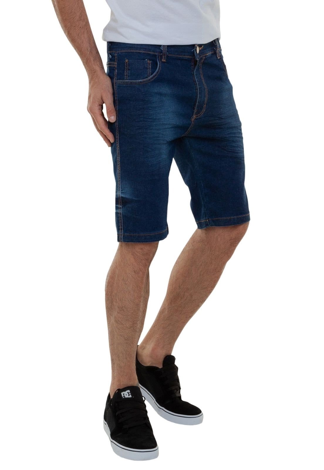 Bermuda Jeans Masculina Tradicional Marinho Unak Itália