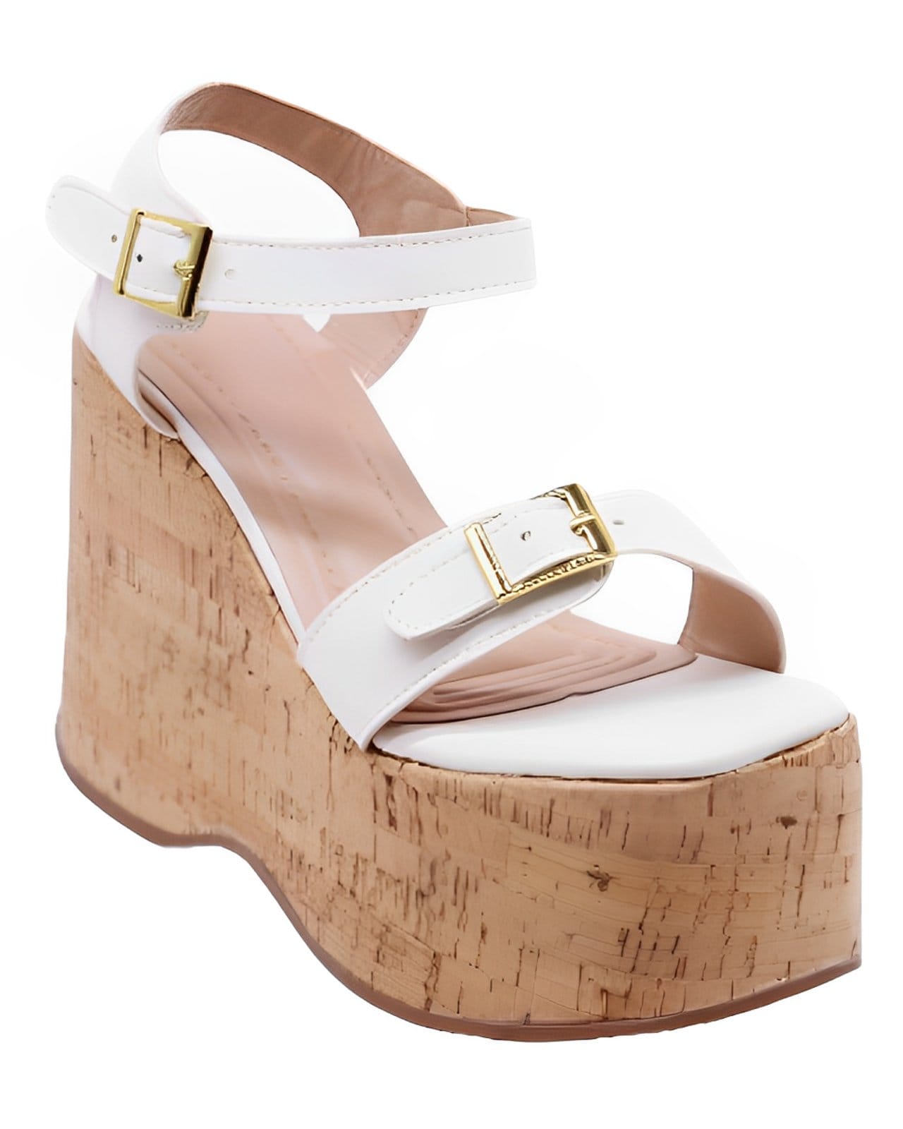 Sandália Feminino Anabela Cortiça Plataforma 182176 Napa Branca