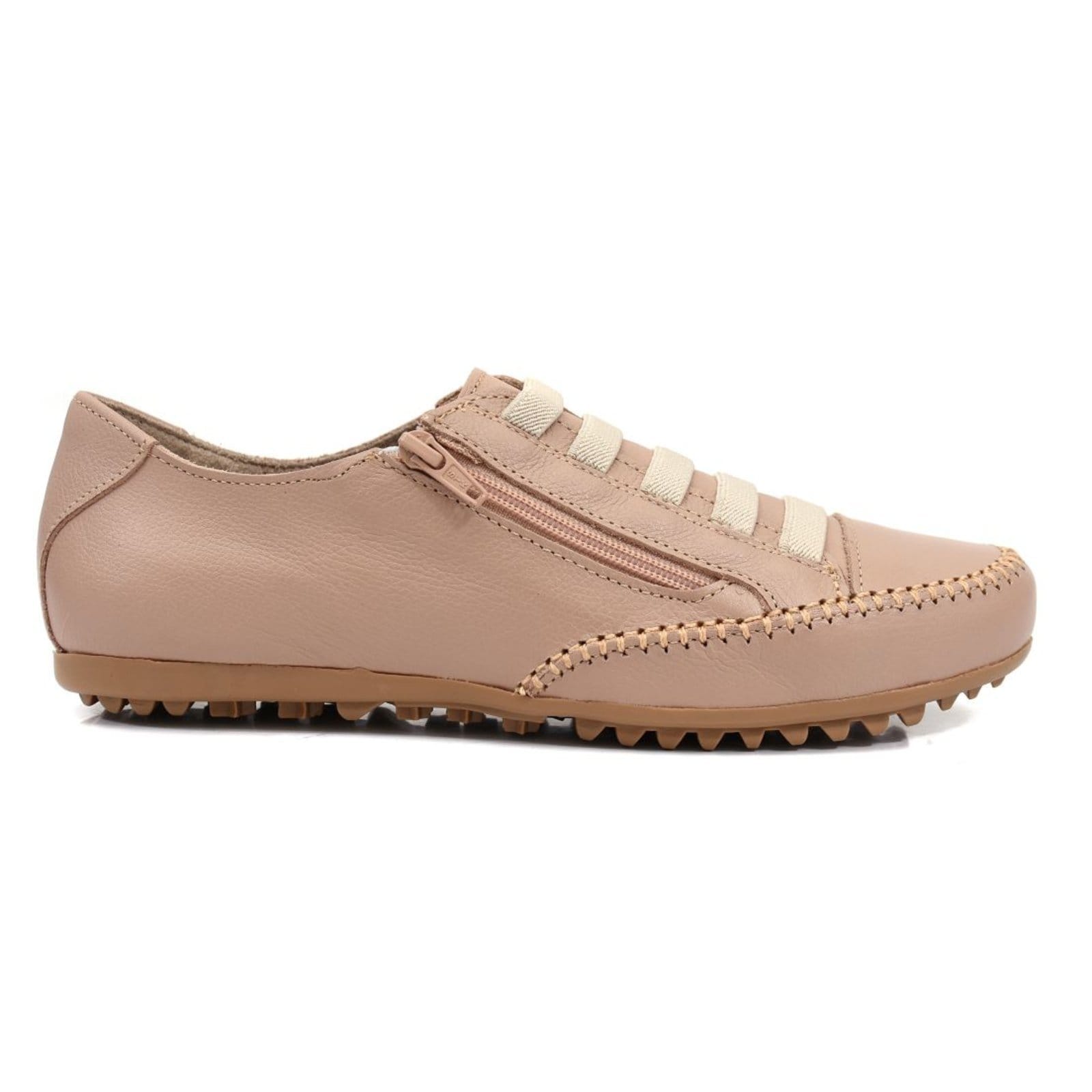 Vista 2 Sapatênis Feminino Confort De Couro Com Zíper Cor ROMEU E JULIETA SHOES nude