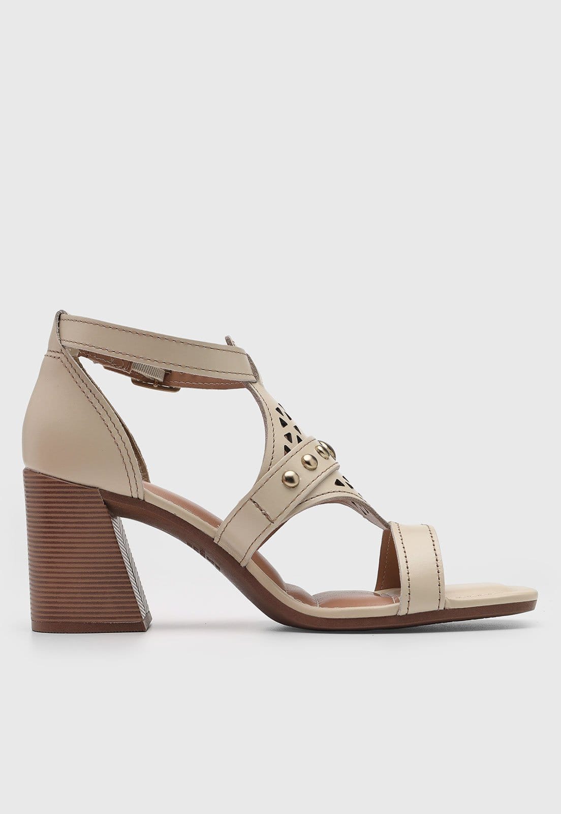 Vista 2 Sandália Feminina Dakota Tachas Salto Médio Off-White Dakota off-white white