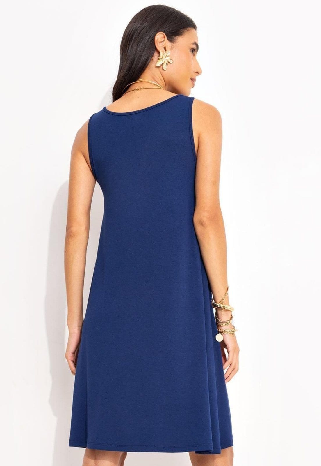 Vista 2 Vestido Em Malha De Viscose Marinho Quintess azul