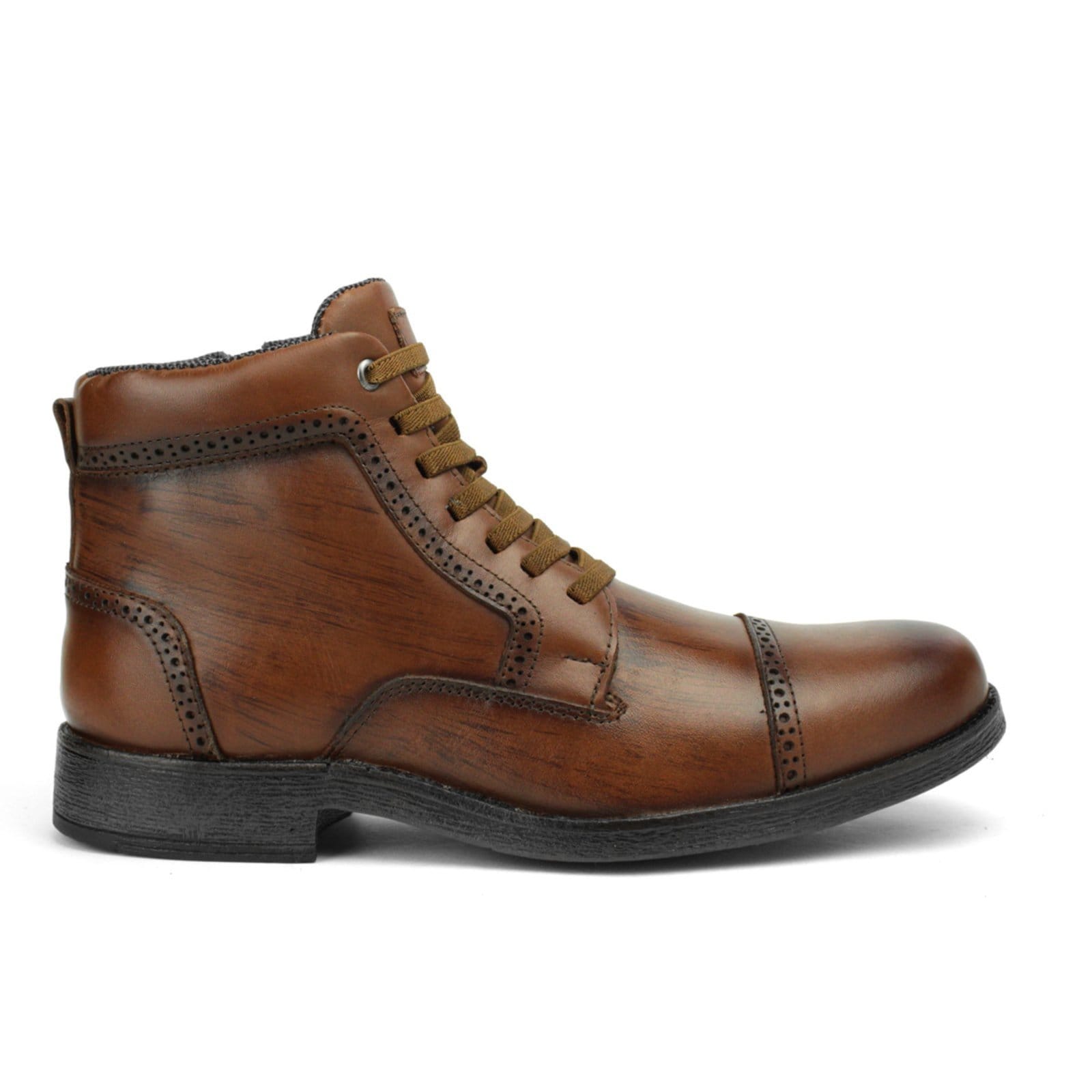 Vista 2 Bota Chukka Social Couro Coturno Casual Masculino Estruturado Cano Curto Clássico Whisky FRANCA GRIFFE marrom