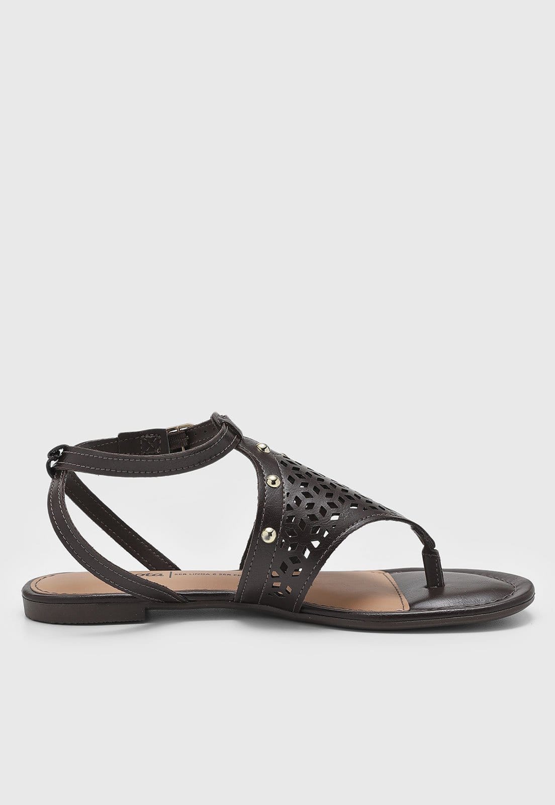 Vista 2 Rasteira Feminina Dakota Fechada Geométrica Dakota marrom