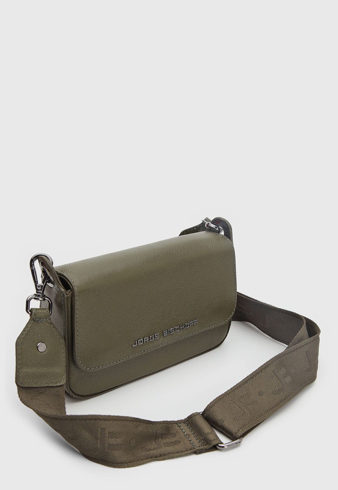 Vista 2 Bolsa Média Feminina Jorge Bischoff Alça Larga Oliva Jorge Bischoff verde