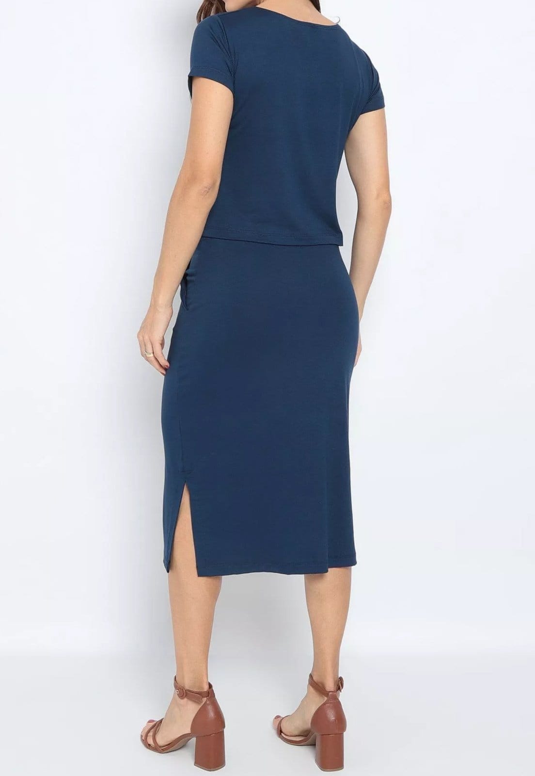 Vista 2 Conjunto Maria Paes Saia e Blusa Marinho Maria Paes azul marinho