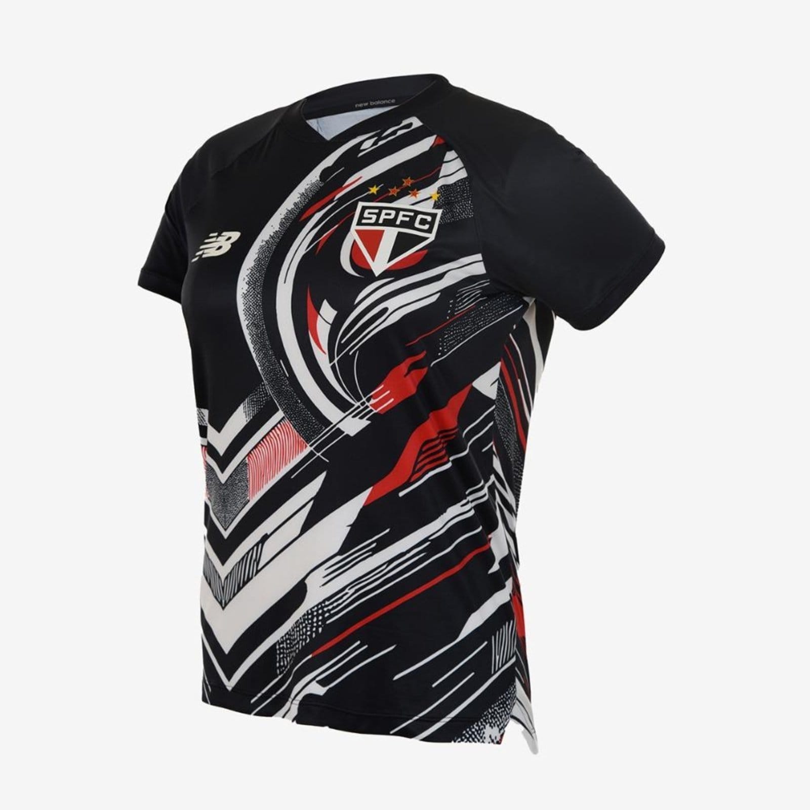 Vista 2 Camisa Pré Jogo Spfc 2025 Feminina New Balance incolor
