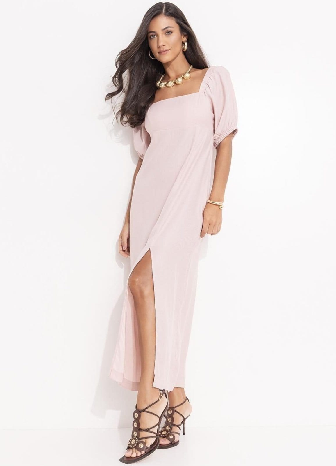 Vestido Feminino Em Viscose Plana Sarjada Quintess