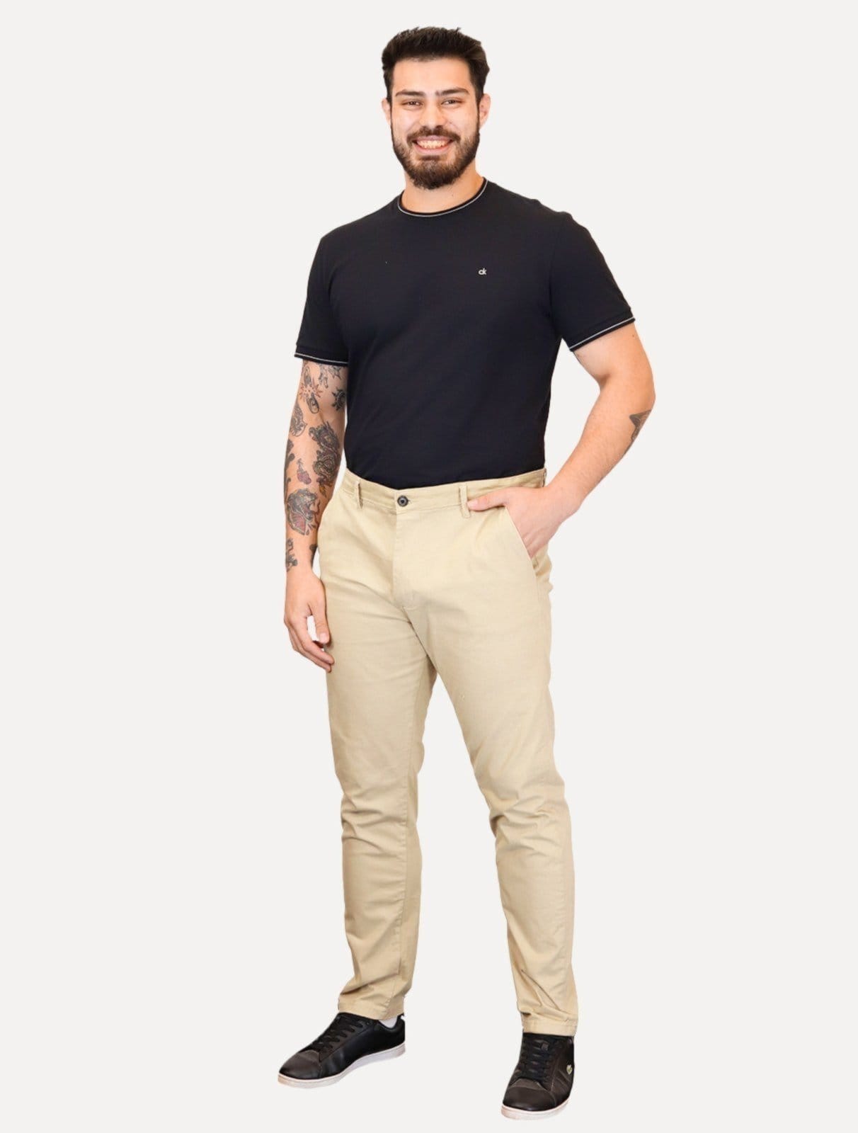 Vista 2 Calça Tommy Hilfiger Masculina de Sarja Brooklyn Creme Tommy Hilfiger bege