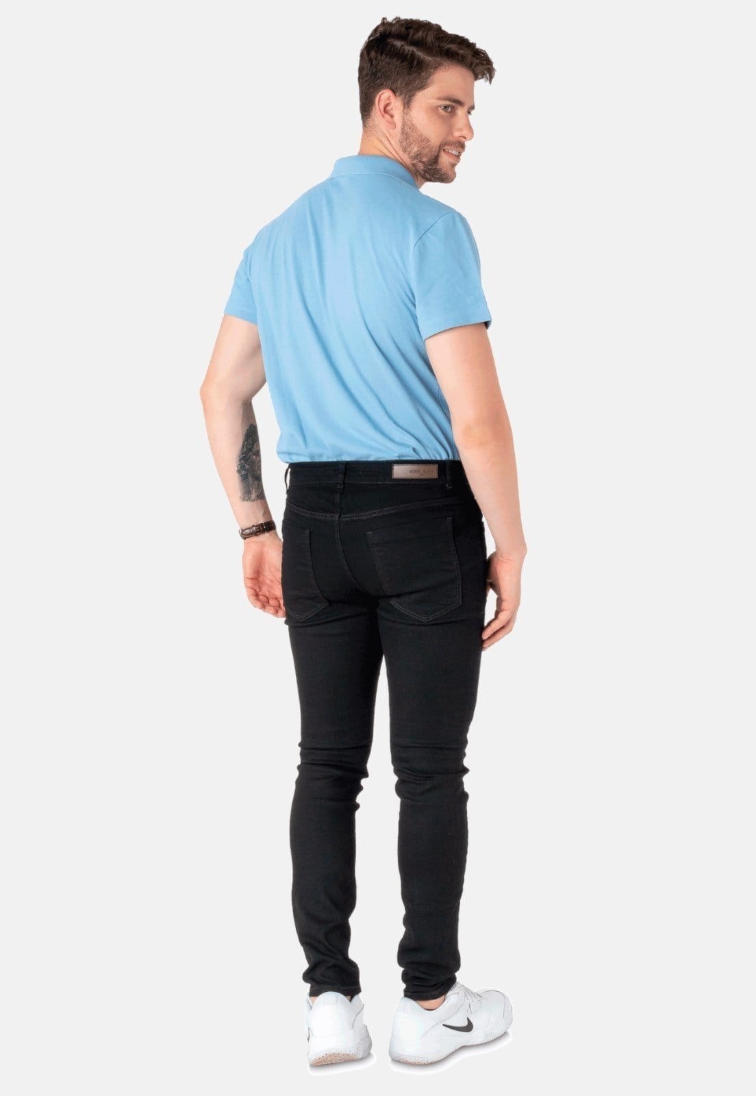 Vista 2 Calça Skinny Jeans Elastano Masculina Preta BOEN JEANS preto