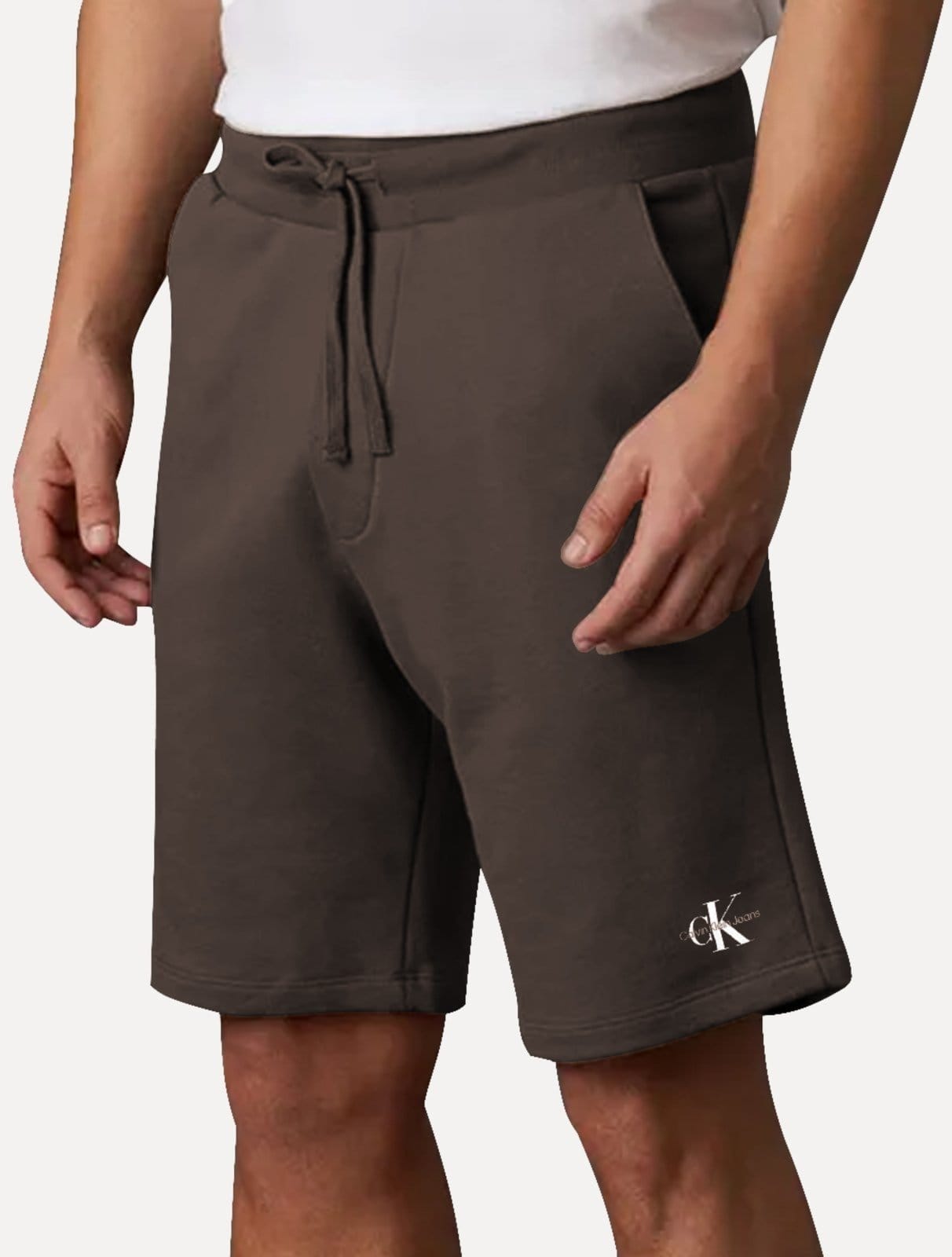 Bermuda Calvin Klein Jeans Masculina Cadarço Linen RE Issue Escuro