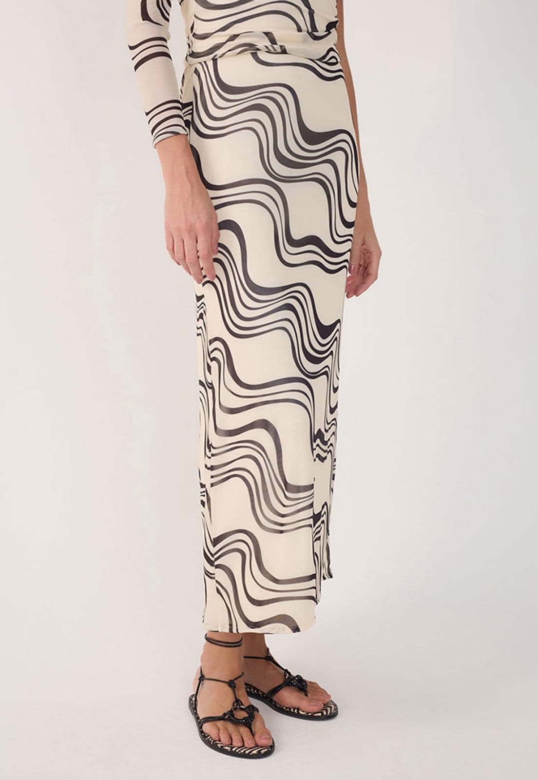 Saia Dress To Midi Estampada Off-White