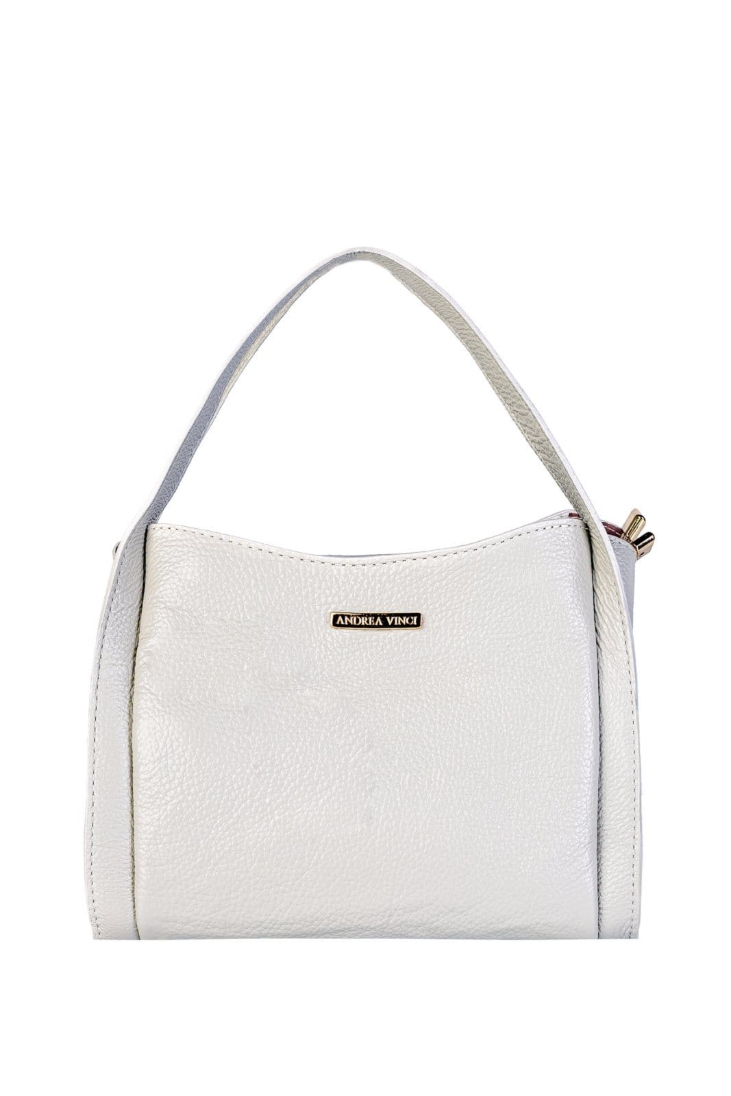Bolsa Andrea Vinci De Mão Em Couro Liso Helena - Marfim
