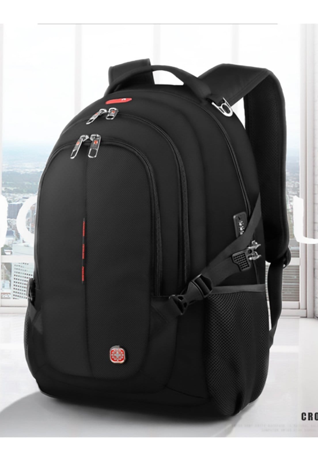 Vista 2 Mochila Executiva Notebook Antifurto Cadeado Crossgear preto