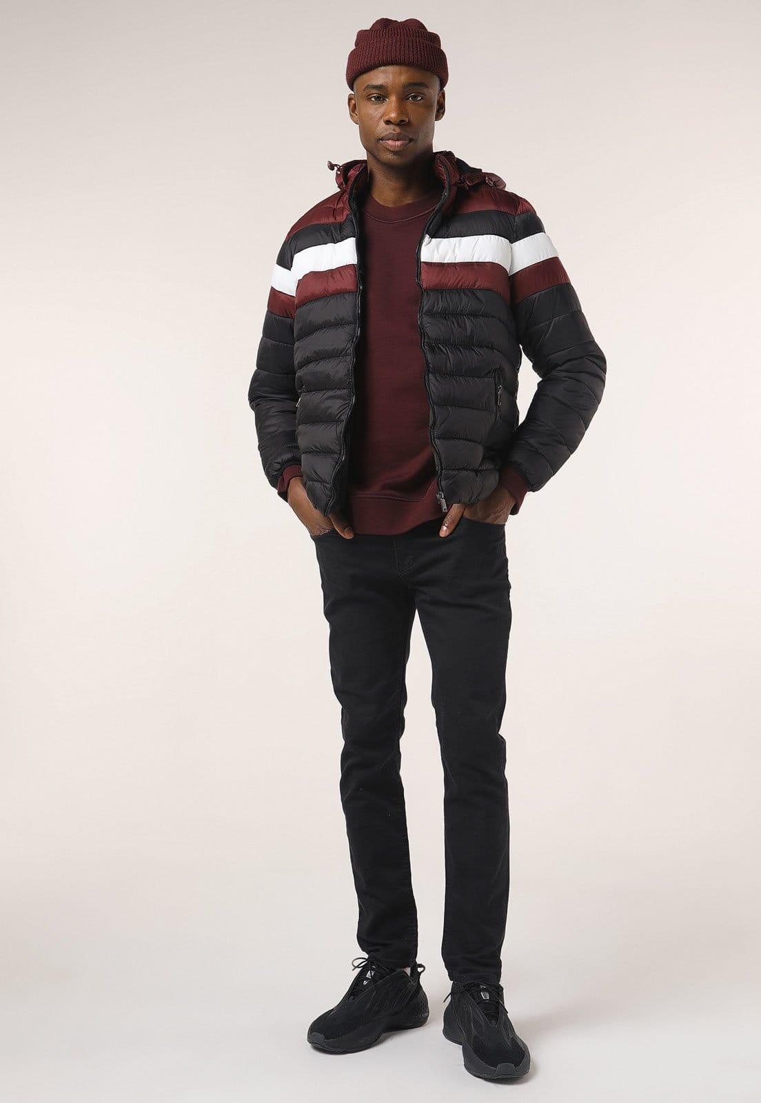 Jaqueta Puffer Broken Rules Listrada Preta - 2