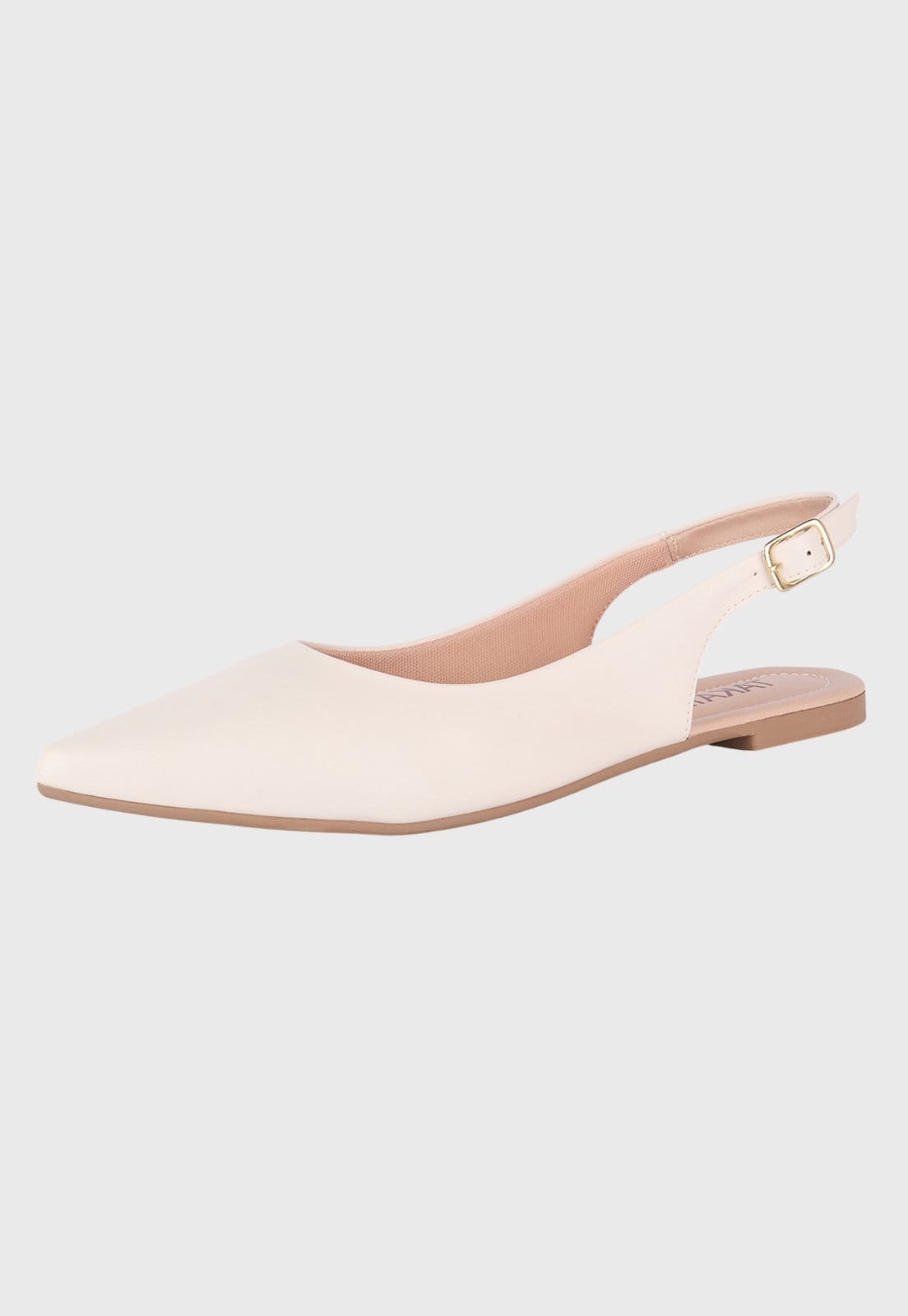 Sapatilha Slingback Takata Bico Fino Rasteira Feminina Lisa OffWhite