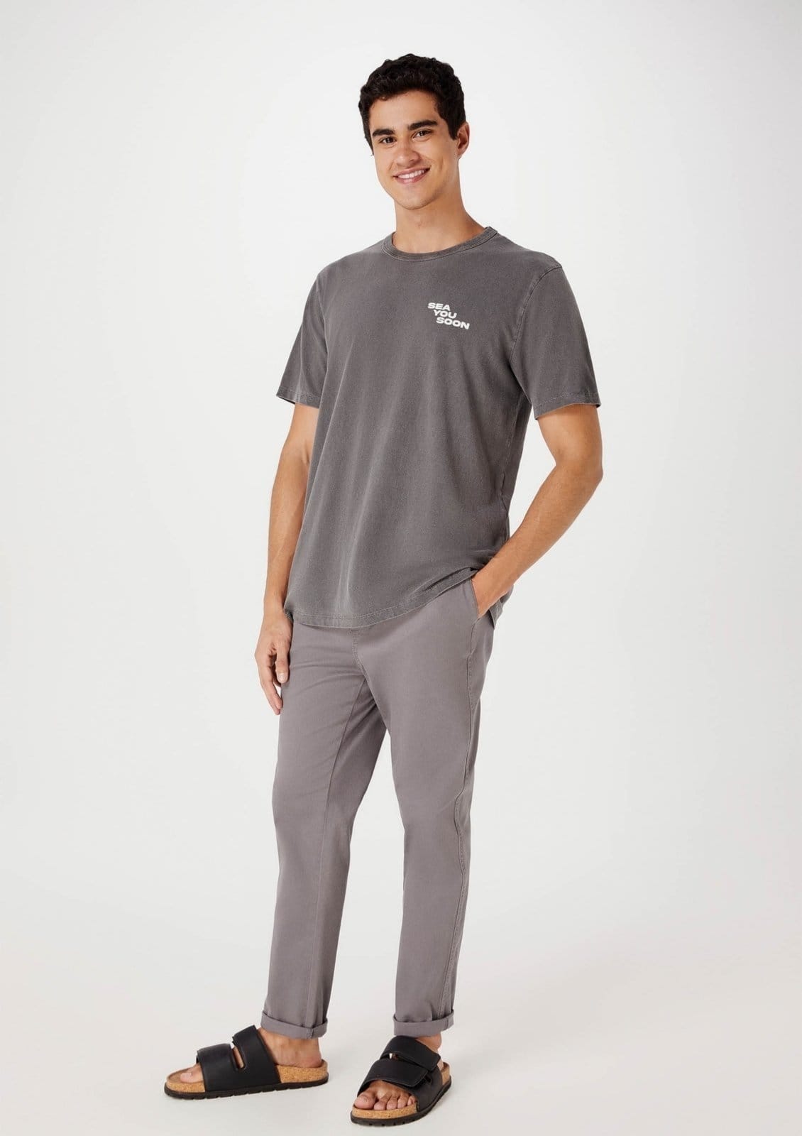 Calça Básica Masculina Jogger Em Sarja Com Elastano