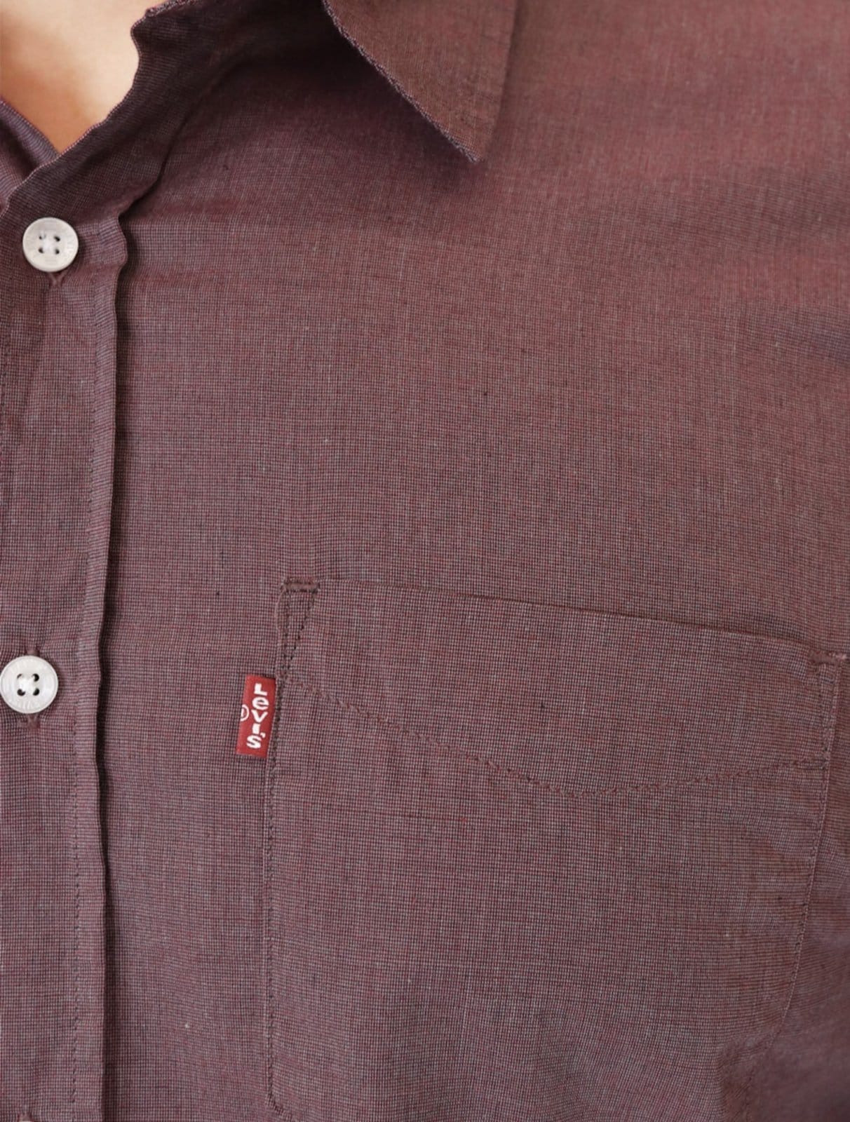 Vista 2 Camisa Levis Masculina Standard One Pocket Mescla Levis bordô