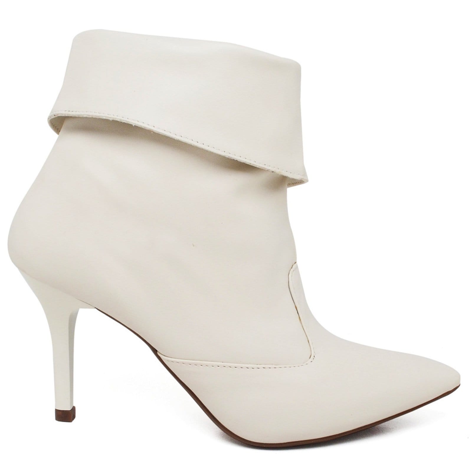 Vista 2 Bota Cano Curto Dobrado Salto Fino Médio Napa Off White ZAFREM branco white