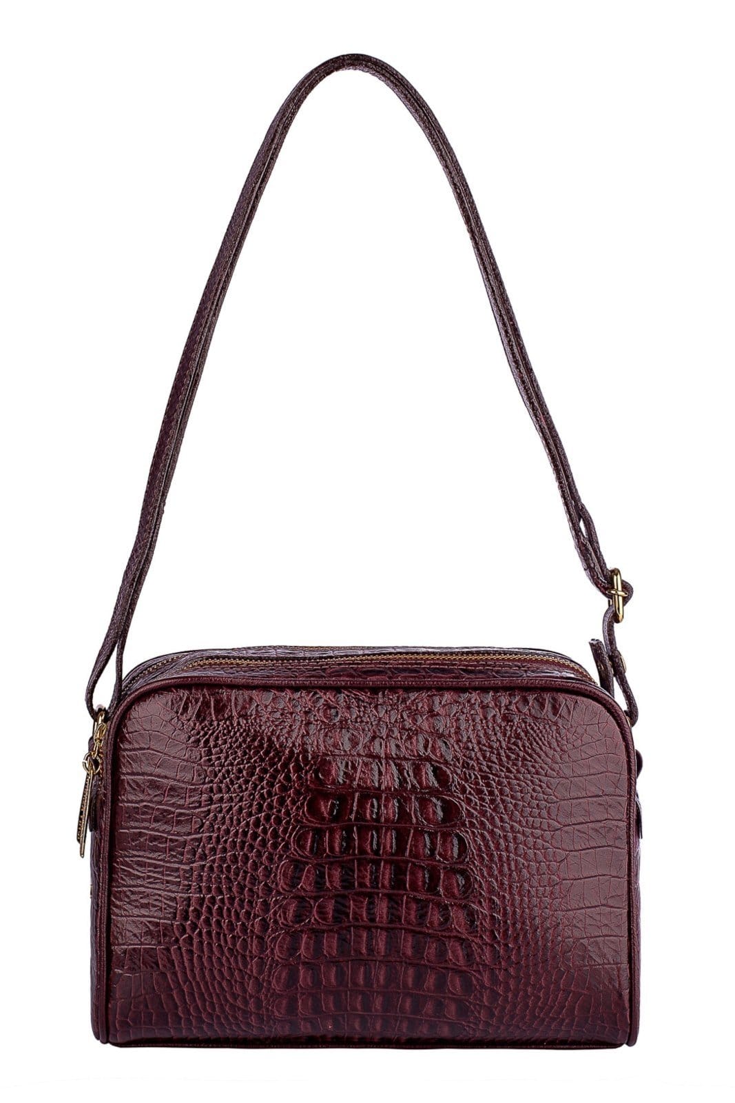 Bolsa quadrada de couro croco Daiana - Marsala