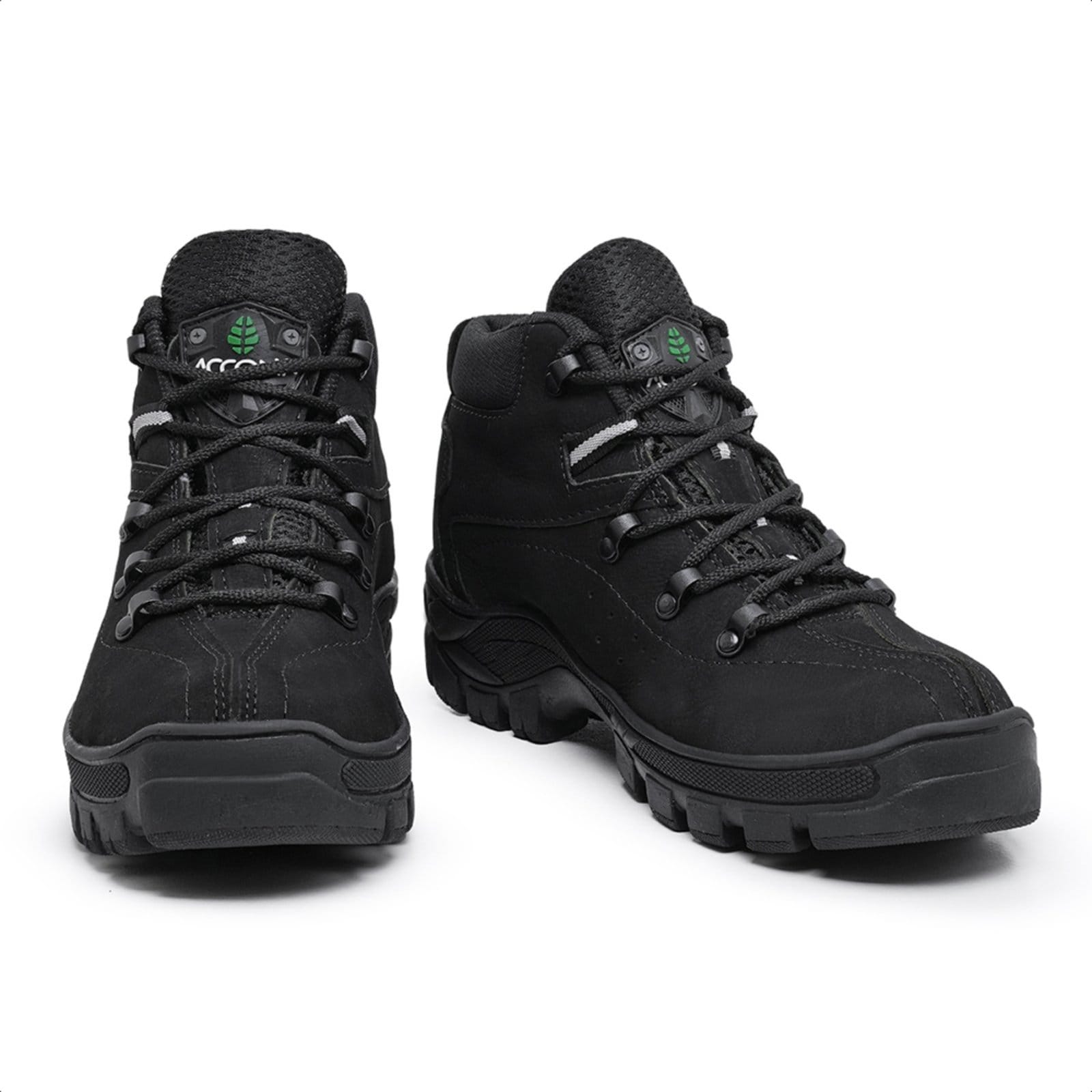 Vista 2 Coturno Adventure Accona Em Couro 100P Accona preto