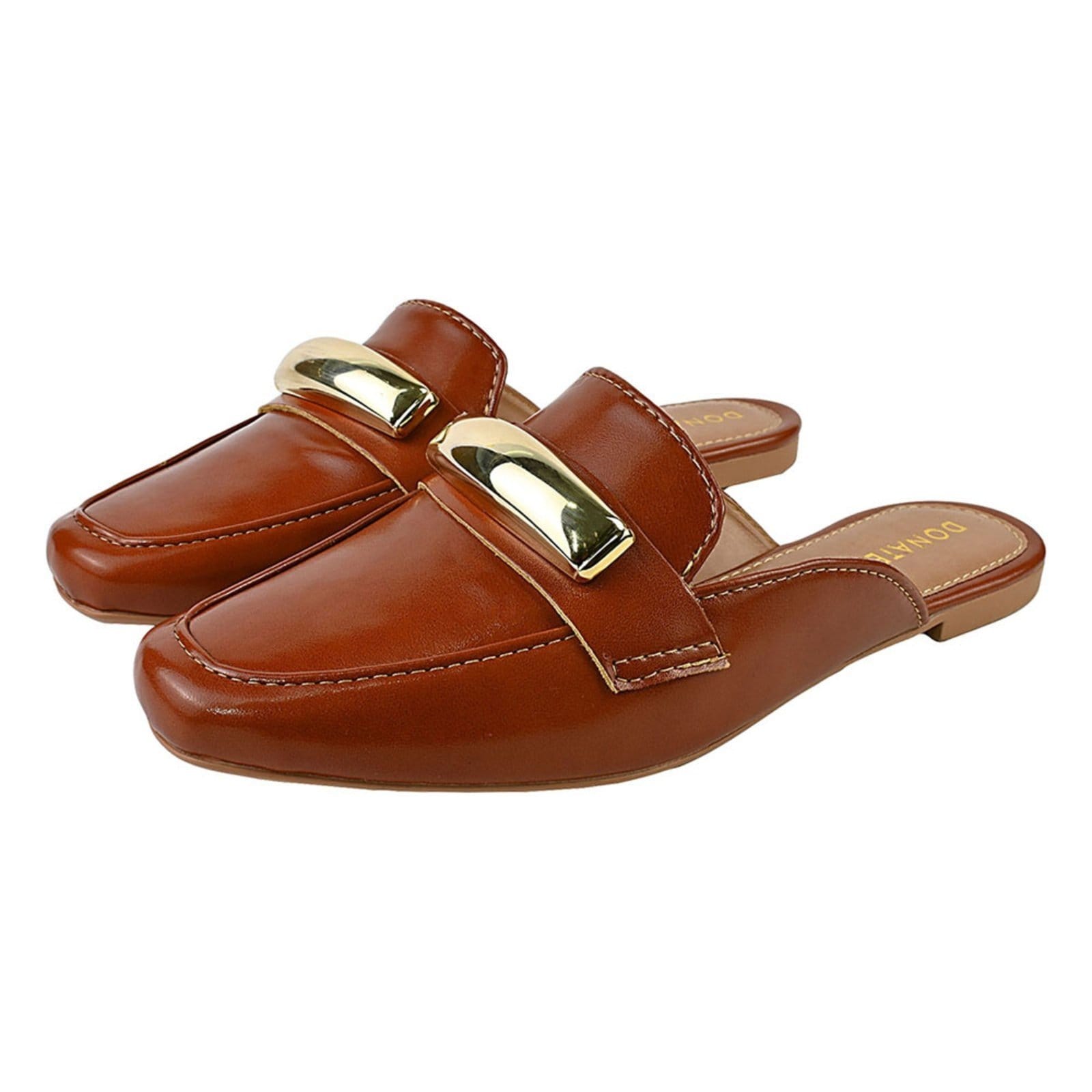 Sapato Mule Femino Donatella Shoes Bico Quarado Enfeite Grande Napa Intense