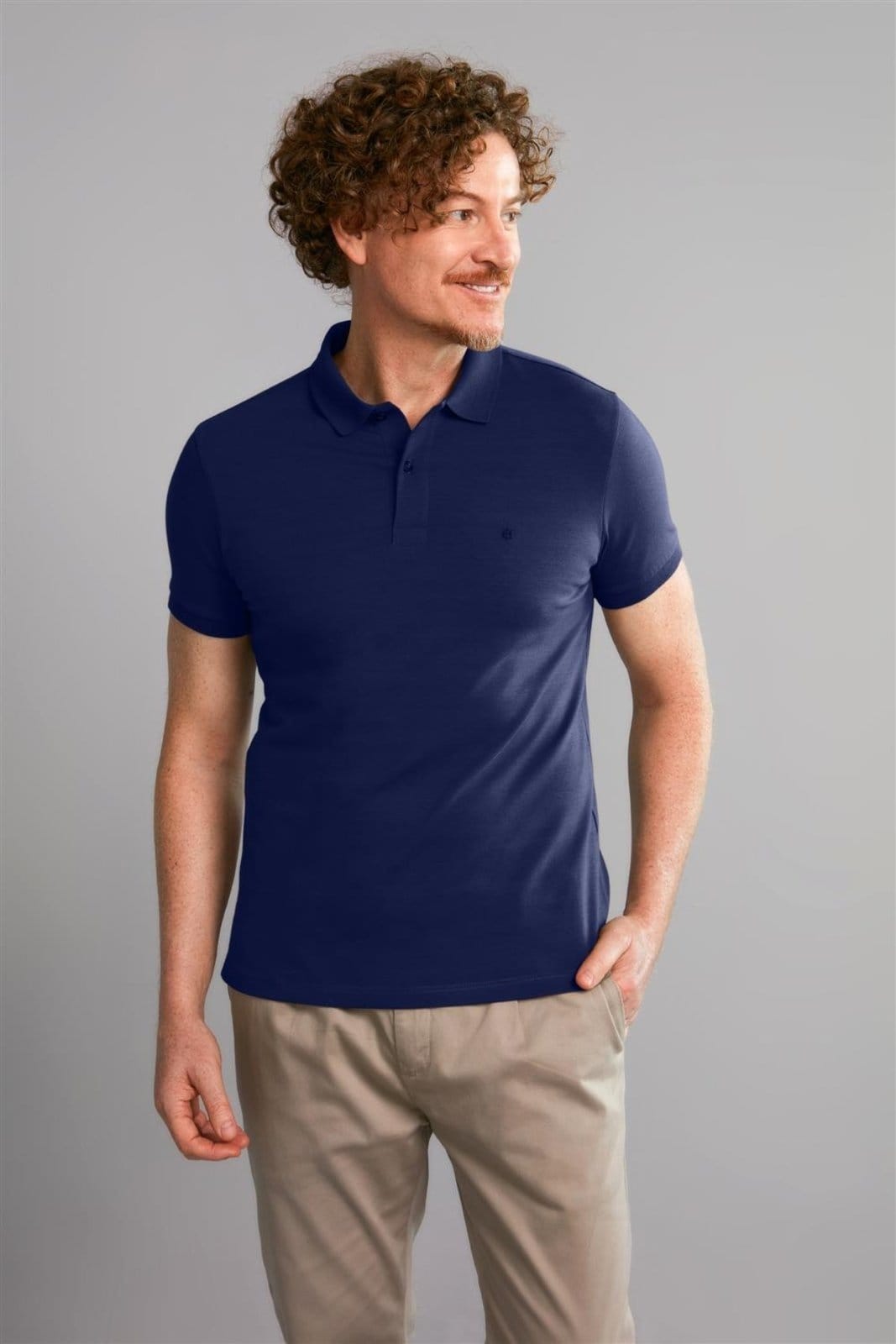 Vista principal HIGHSTIL Polo Manga Curta Premium Malha Slim Fit Noturno HIGHSTIL azul