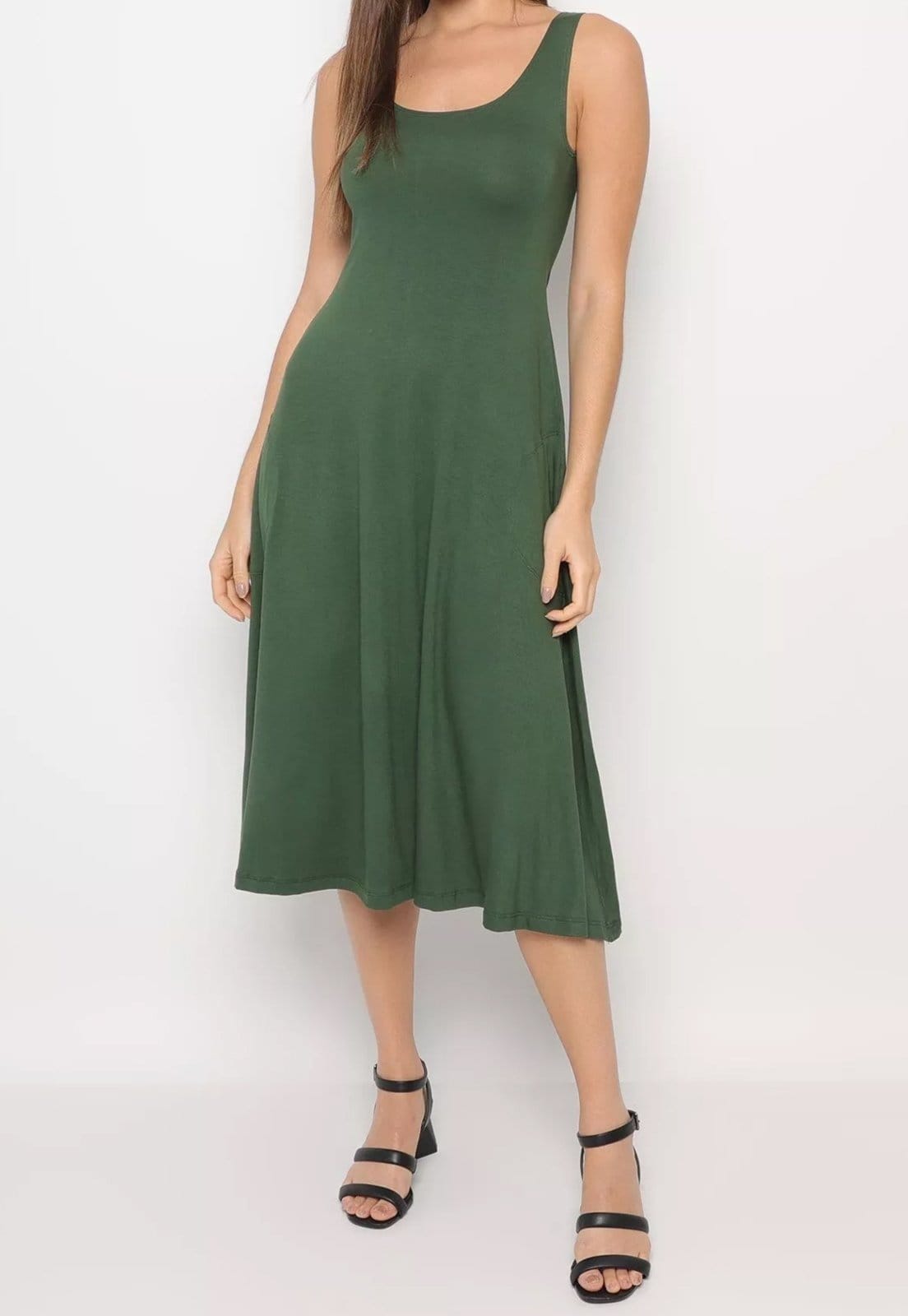 Vestido Viscolycra Maria Paes Midi Militar