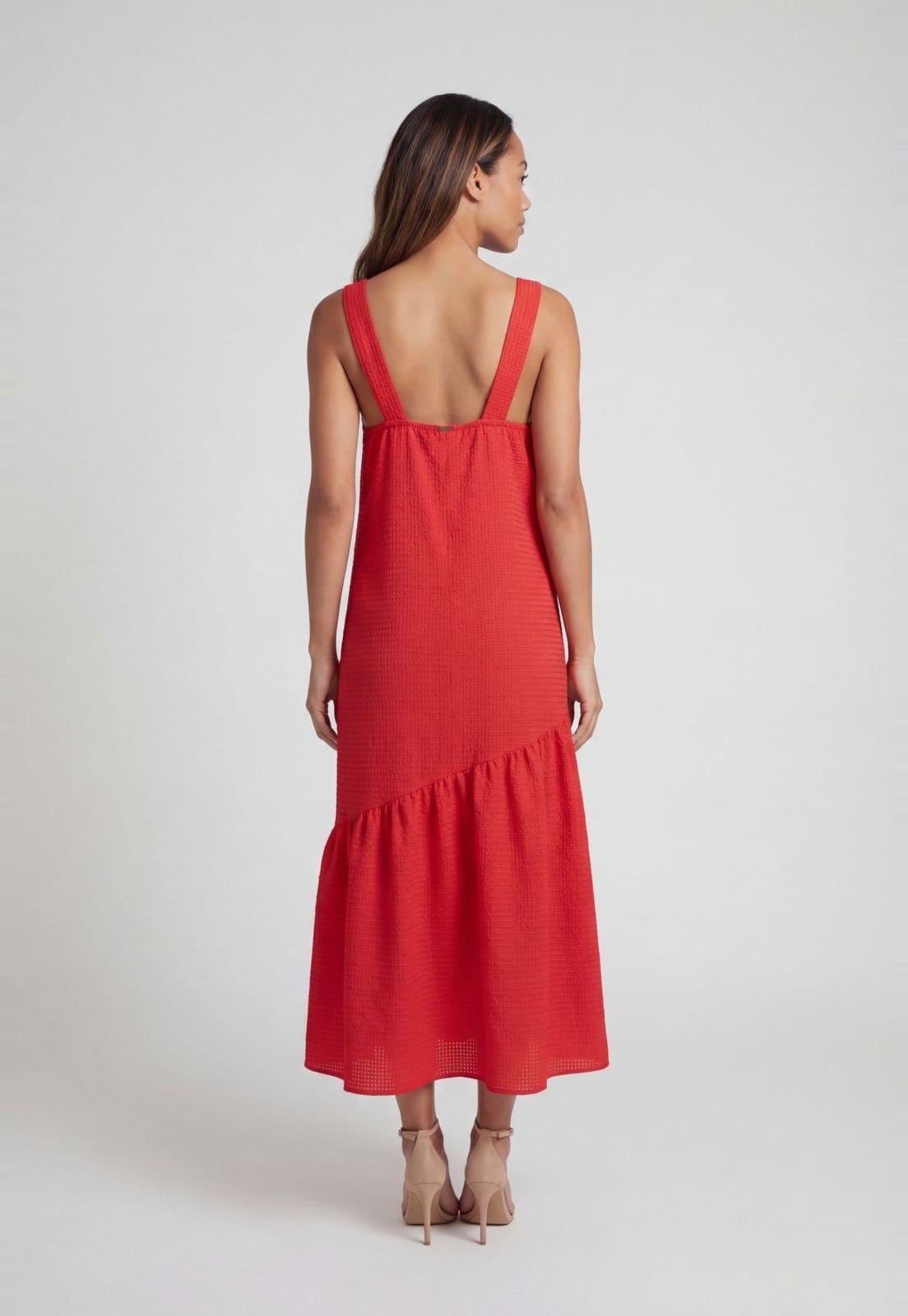 Vista 2 Vestido Feminino Lança Perfume Midi Babado Lança Perfume vermelho