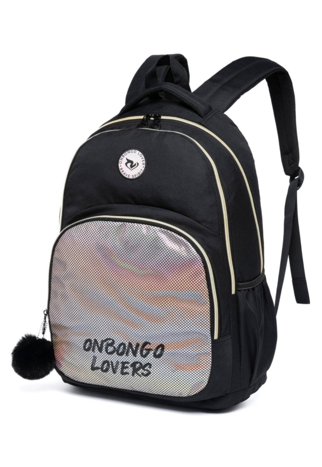 Vista 2 Mochila Onbongo Feminina Bolsa Escolar Notebook Original Dia a Dia Onbongo preto