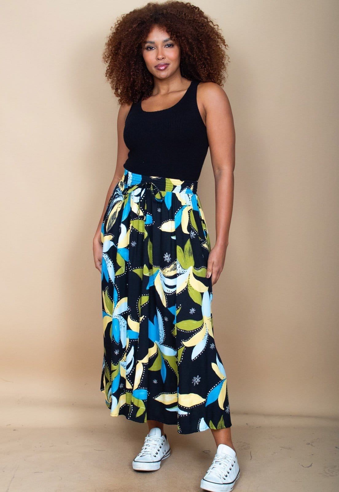 Saia Cabanafree Longa Viscose Estampa Jardim Noturno
