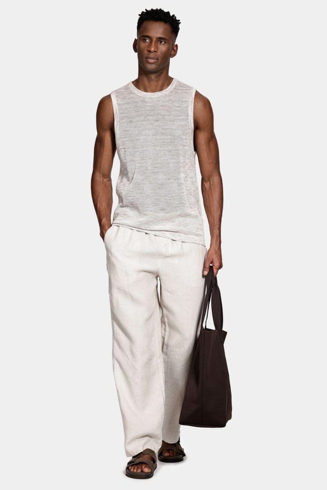 Vista 2 Calça Aramis Chino Relaxed Linho Aramis bege