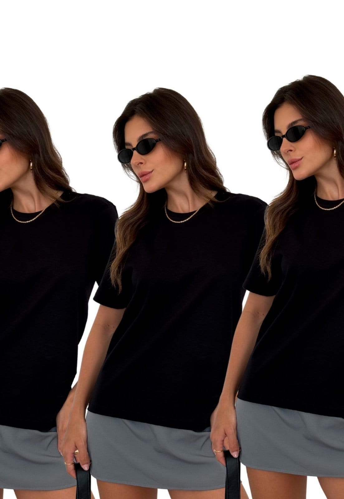 Kit 3 Camisetas Cianitas Lisas Preta 100% algodão