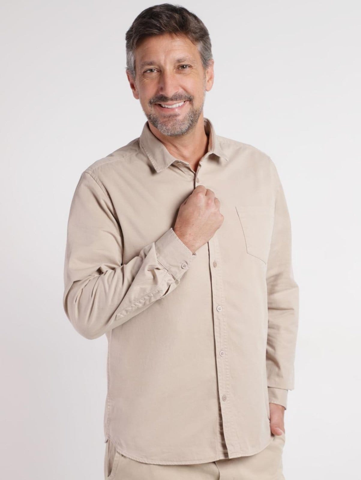 Camisa Sarja Manga Longa Vels Masculina