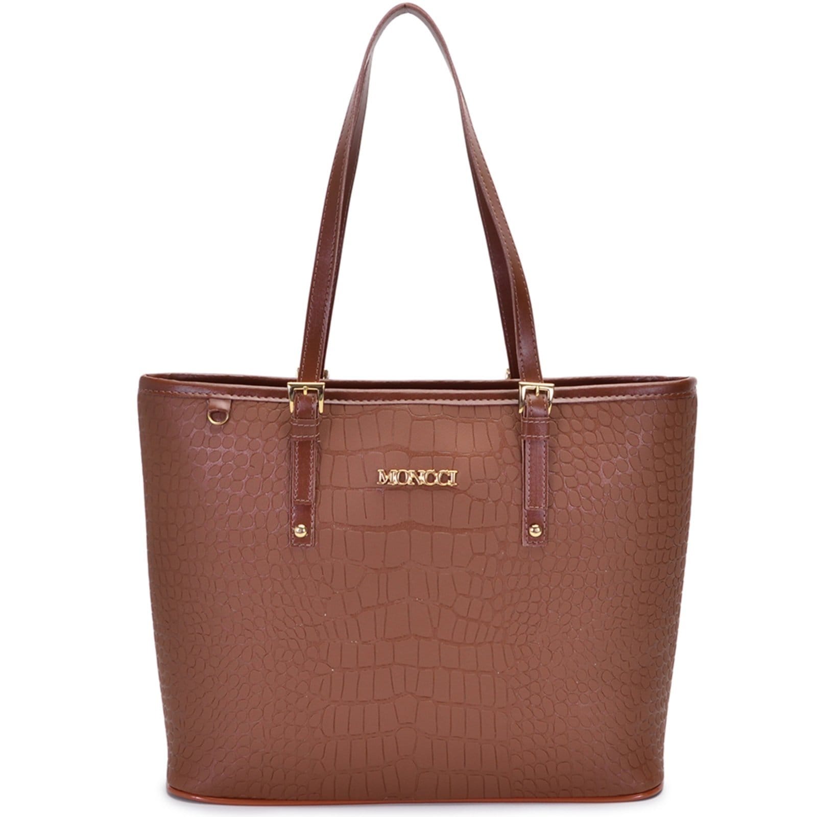 Bolsa Feminina Moncci Grande Ombro Forrada Fivela Roma Croco
