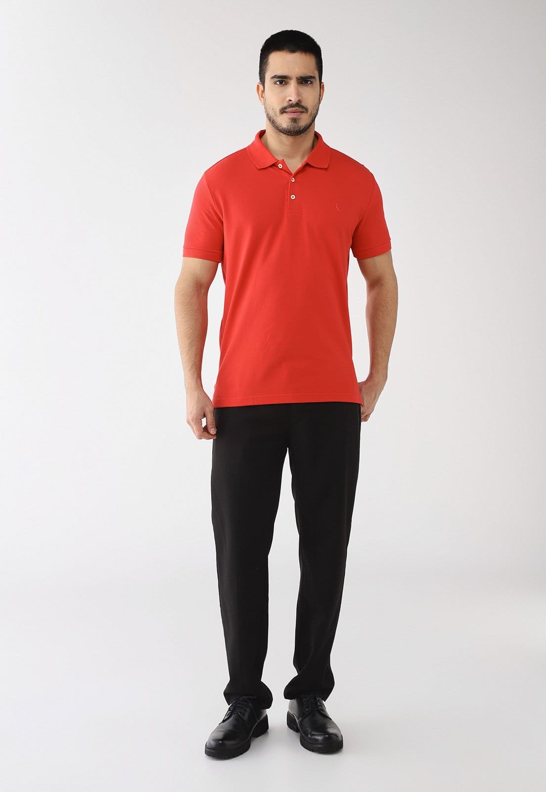 Vista 2 Polo Masculina Reserva Friso Único Vermelha Reserva vermelho