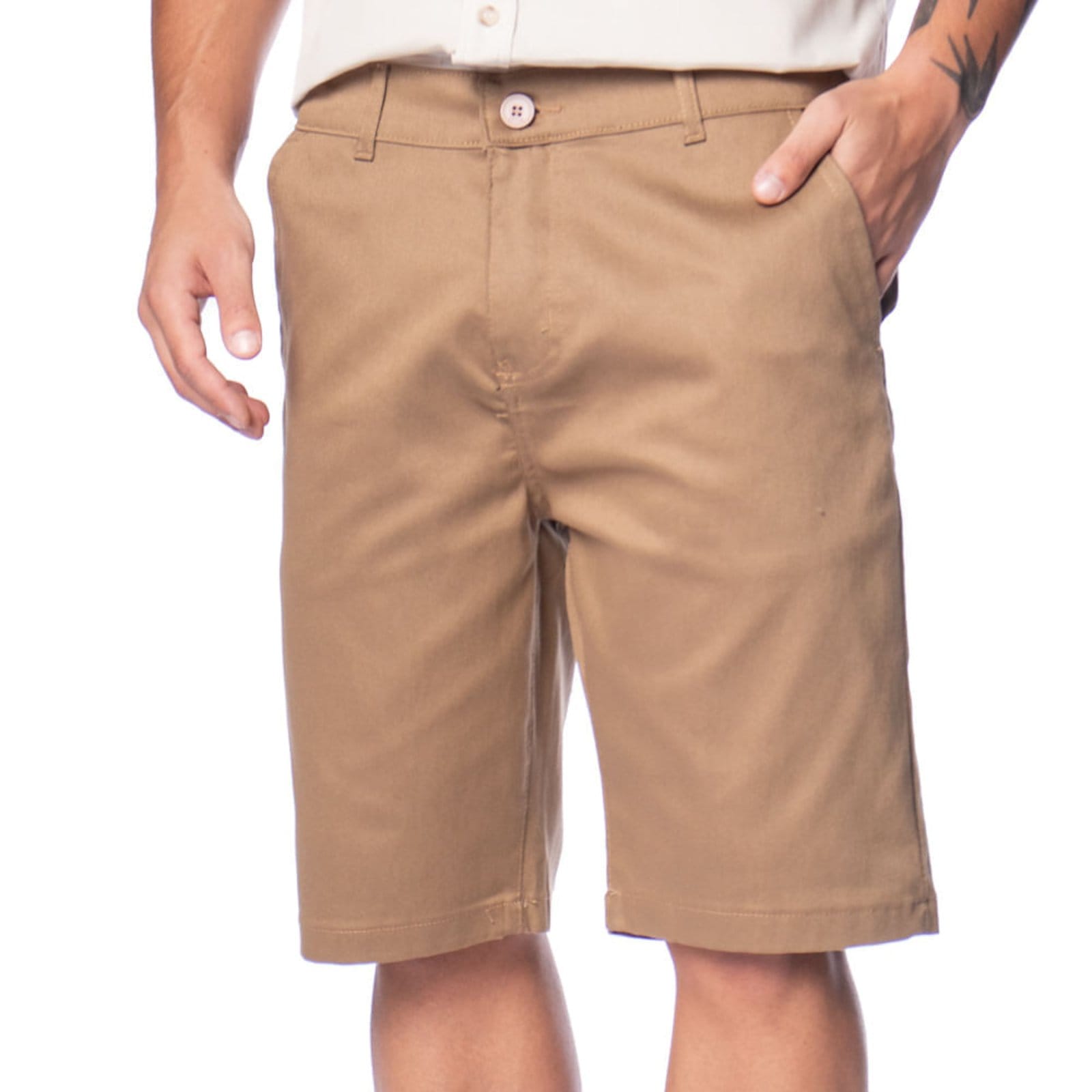 Bermuda Sarja Masculina Dixie Slim Caqui