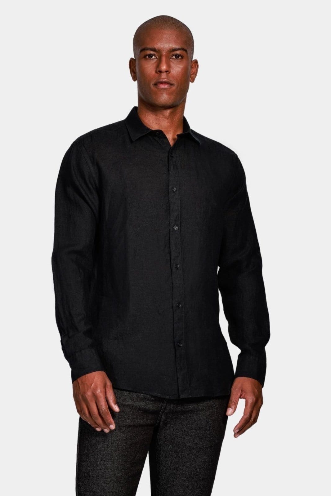 Camisa Aramis Aramis Manga Longa Slim Linho Irlandês Preto